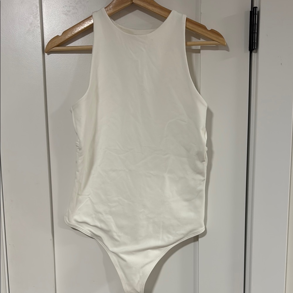 White Sleeveless Bodysuit with open back